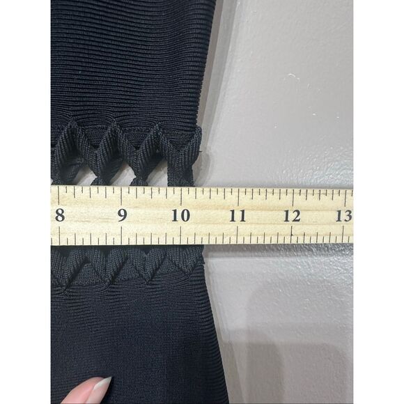 Herve Leger Cut Out Above the Knee Mermaid Cut Black Dress Women's XS - Picture 9 of 11